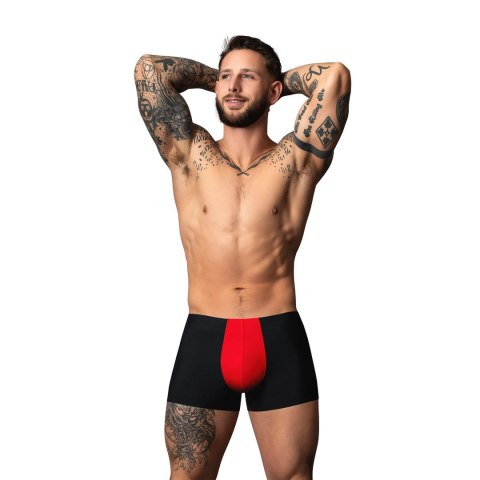 Male Power Hot Mesh Pouch Short S czarno-czerwone szorty siateczkowe
