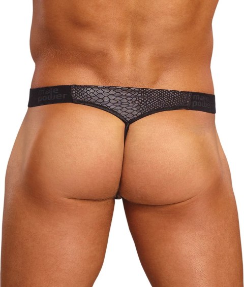 Male Power Micro Tanga S/M Czarna z Pierścieniem Silikonowym Czerwonym