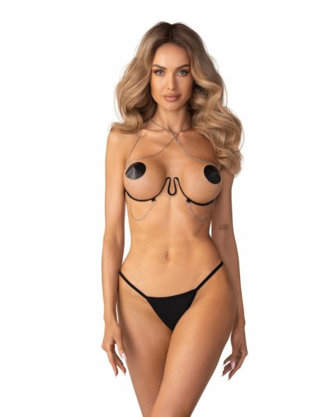 Obsessive Lustique Harness Bra Black - Regulowany Pas Biżuteryjny S/M/L