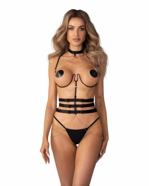 Obsessive Premisis Black - Pas Harness z Regulacją i Łańcuszkiem S/M/L