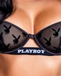 Playboy Lingerie Bunny Noir 2-Częściowy Zestaw Czarny MESH Logo XL