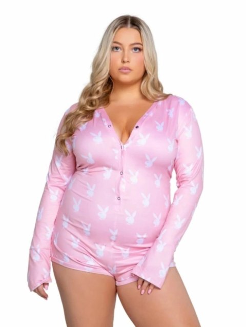 Playboy Slumber Bunny Onesie Plus Size Rożowy Fleece Komfort Plus Size