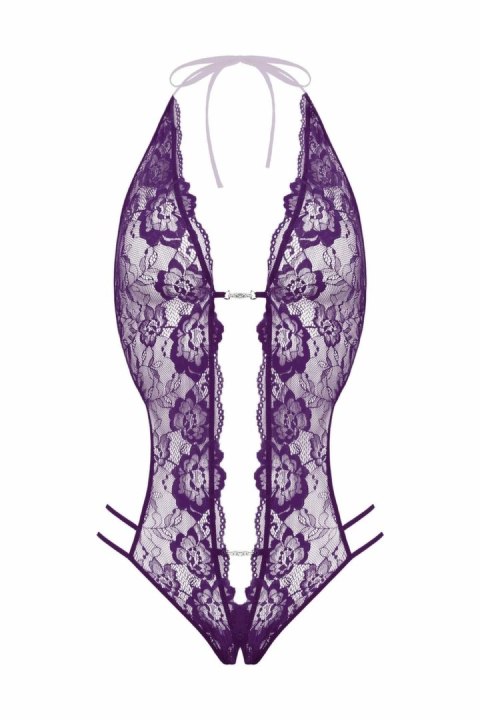 Renee Koronkowe Body z Otworem, Fioletowe, Regulowane Zapięcie L/XL