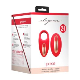 Shots Toys Poise zestaw wibrujący z 2 silnikami, czerwony, silikon medyczny