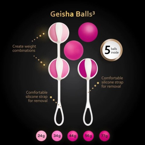 Gvibe Geisha Balls 3 Sugar Pink - system treningowy mięśni dna miednicy