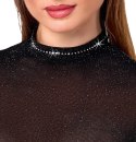 Noir Handmade Mini Dress L z transparentnym połyskiem i długimi rękawami