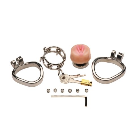 XR Brands Pussy Boy Metalowa Klatka Kontrolna z Silikonową Nakładką