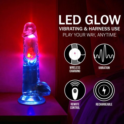 RealRock LED Wibrujący Model Anatomiczny z Przyssawką 20 cm Transparentny