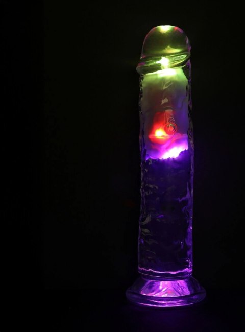 RealRock LED Wibrujący Model Prosty 20 cm Transparentny z Przyssawką