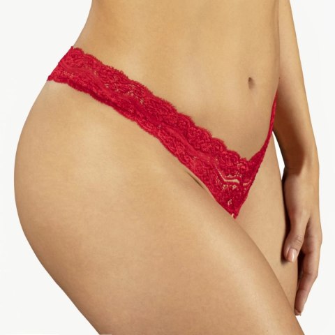 Underneath Kyra String z Otworem w Kroku Czerwony S/M