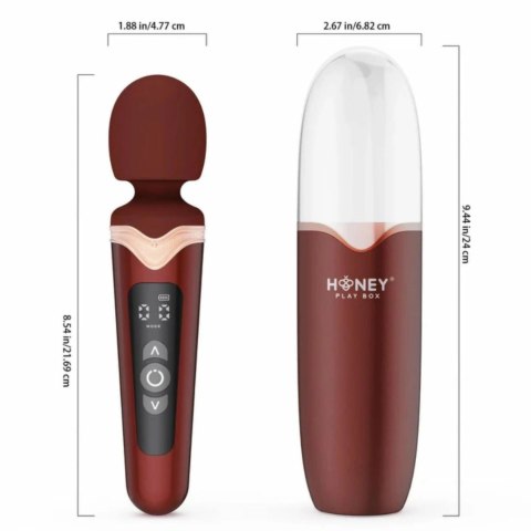 HoneyPlayBox Stormi - Czerwony masażer z funkcją podgrzewania, 9 trybow