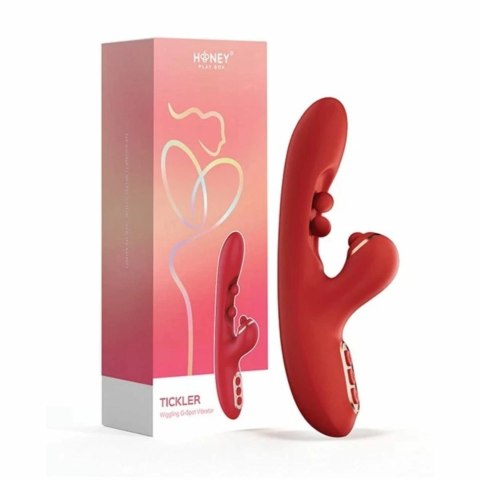 HoneyPlayBox Tickler Red - Wibrujący masażer z podwojnym systemem ruchu