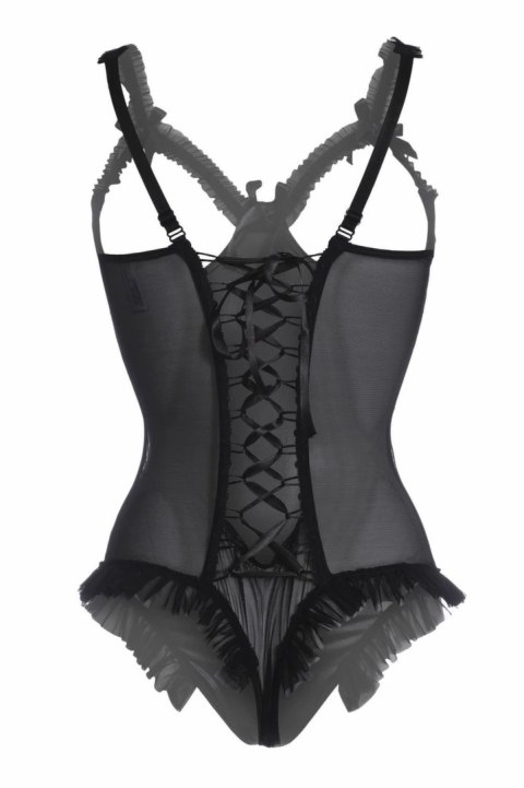 Obsessive Mistique Wetlook Body z Prześwitującymi Bokami i Ozdobnym Tyłem L/XL