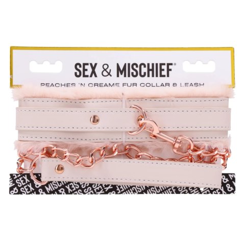 Sportsheets S&M Peaches 'n CreaMe Fur Collar & Leash kremowy, regulowany