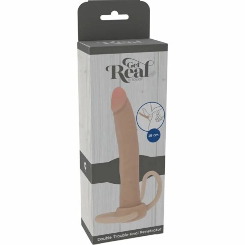 ToyJoy Get Real Double Trouble silikonowy system analny 16 cm beżowy