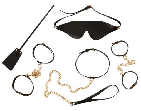 Bad Kitty Zestaw Bondage Gold - 5-elementowy, czarno-złoty, regulowany