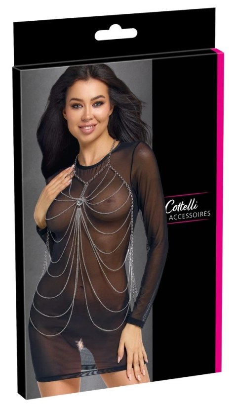 Cottelli Body Chain srebrny z ozdobnym kryształem, regulowany