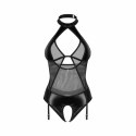 Obsessive Dominna Teddy Black z paskami i otwartym krojem, S/M