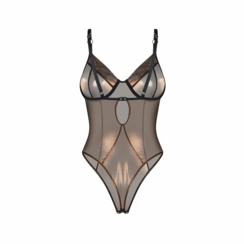 Obsessive Soranna Body damskie z siateczki, brązowe, otwarty krok