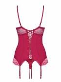 Passion Rosalyne Komplet Gorset z Paskami i Stringi Czerwony S/M