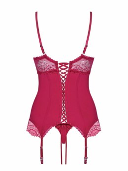 Passion Rosalyne Komplet Gorset z Paskami i Stringi Czerwony S/M