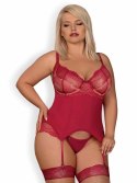 Passion Rosalyne Komplet Gorset z Paskami i Stringi Czerwony S/M