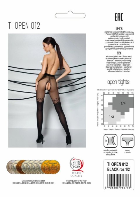 Passion Tiopen 012 Rajstopy z otwartą częścią - czarne, elastyczne 5