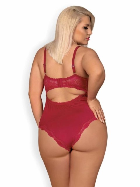 Rosalyne Teddy Red - Koronkowe body z regulowanymi ramiączkami 2XL