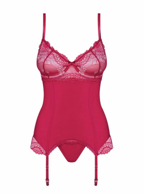 Rosalyne Zestaw Gorset z Fiszbiną i Stringi Czerwony Regulowany 2XL
