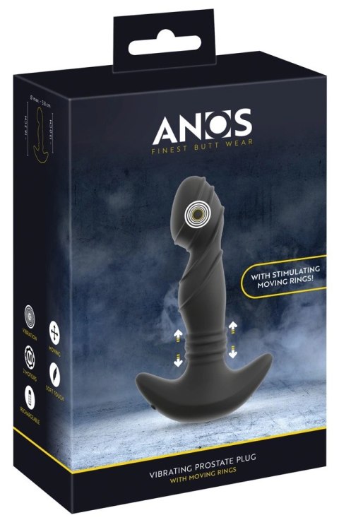 ANOS Moving Rings - silikonowa maszyna intymna z ruchomymi pierścieniami, czarna