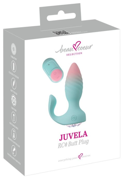 Beau coeur Juvela RC zdalny korek analny z podwojną stymulacją, pastelowy