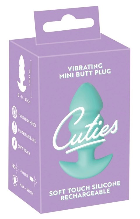 Cuties Mini Zielony Plug Wibracyjny - 7 Trybow, Silikonowy, 8,3 cm