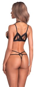 Obsessive Keira Lise S/M - Komplet z otwartym biustonoszem i stringami z winylu