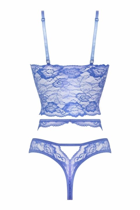 Obsessive Romina Top Set niebieski z koronką regulowany M
