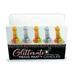Little Genie Glitterati - Zestaw świec imprezowych złoto-srebrnych 5 szt.