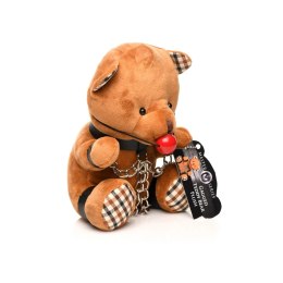 XR Brands Miś ozdobny z liną, pluszak 23 cm, pomarańczowy, PU skora