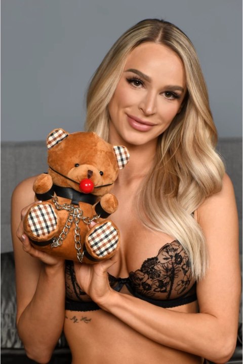 XR Brands Miś ozdobny z liną, pluszak 23 cm, pomarańczowy, PU skora XR Brands Miś ozdobny z liną, pluszak 23 cm, pomarańczowy, PU skora
