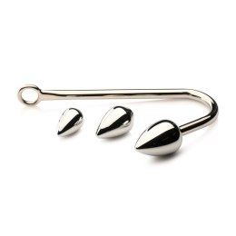 XR Brands Zestaw 3 aluminiowych zatyczek z hakiem i O-ringiem