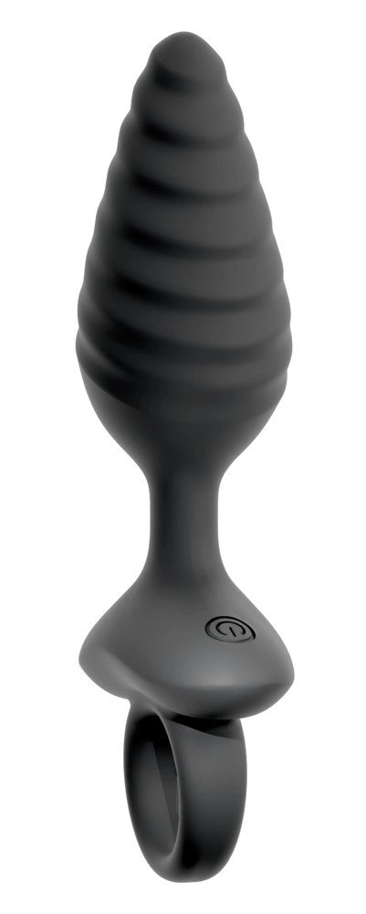 ANOS Plug Twisted Flexible silikonowy wibrujący, czarny 14,8 cm