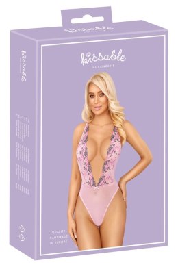 Kissable Body L/XL z haftem kwiatowym, rożowy, regulowane ramiączka