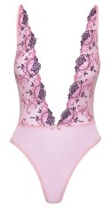 Kissable Body S/M z haftem kwiatowym, rożowy, regulowane ramiączka