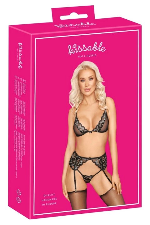 Kissable Komplet Bielizny Koronkowej L/XL z Pasem do Pończoch