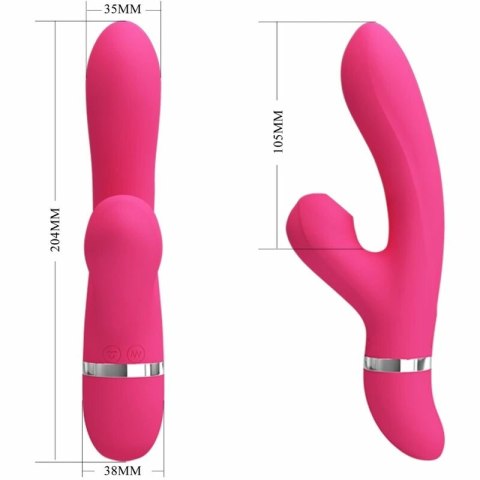 Pretty Love Willow - silikonowy masażer intymny z funkcją fal ssących magenta
