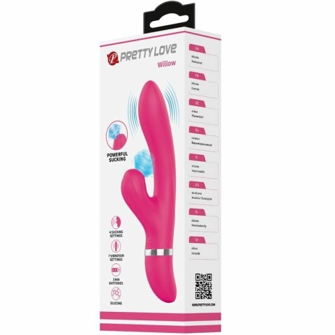 Pretty Love Willow - silikonowy masażer intymny z funkcją fal ssących magenta