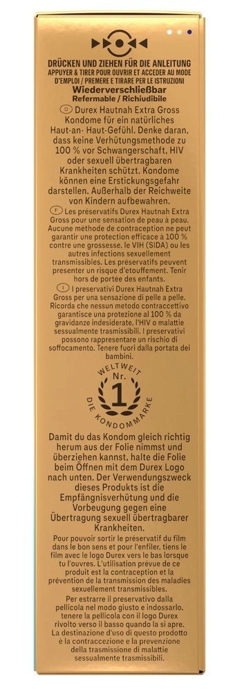 Durex Hautnah Extra Gross 10 szt. anatomiczne prezerwatywy XXL 60mm