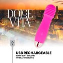 Dolce Vita Three - Wibrujący masażer ładowalny, 7 trybow, rożowy, 12,2 cm
