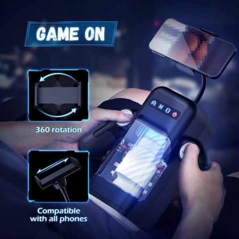 Game Cup Intymna Maszyna Wibrująca z Ogrzewaniem i Uchwyt na Telefon Czarna
