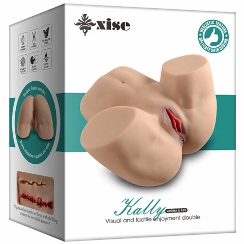 XISE KALLY Intymny model anatomiczny dwukanałowy, silikon TPE, realistyczny