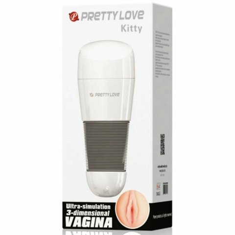 Pretty Love Kitty White - kompaktowa maszyna intymna z teksturowaną tuleją