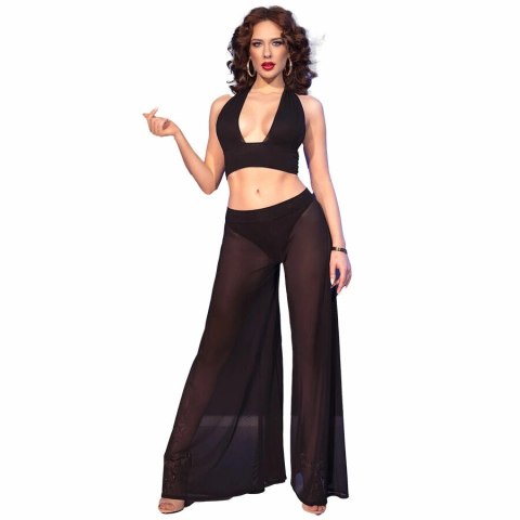 Chilirose CR 4857 Czarny Komplet Top wiązany i Spodnie XL